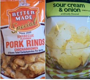 Junk food smack-down: pork rinds vs. potato chips